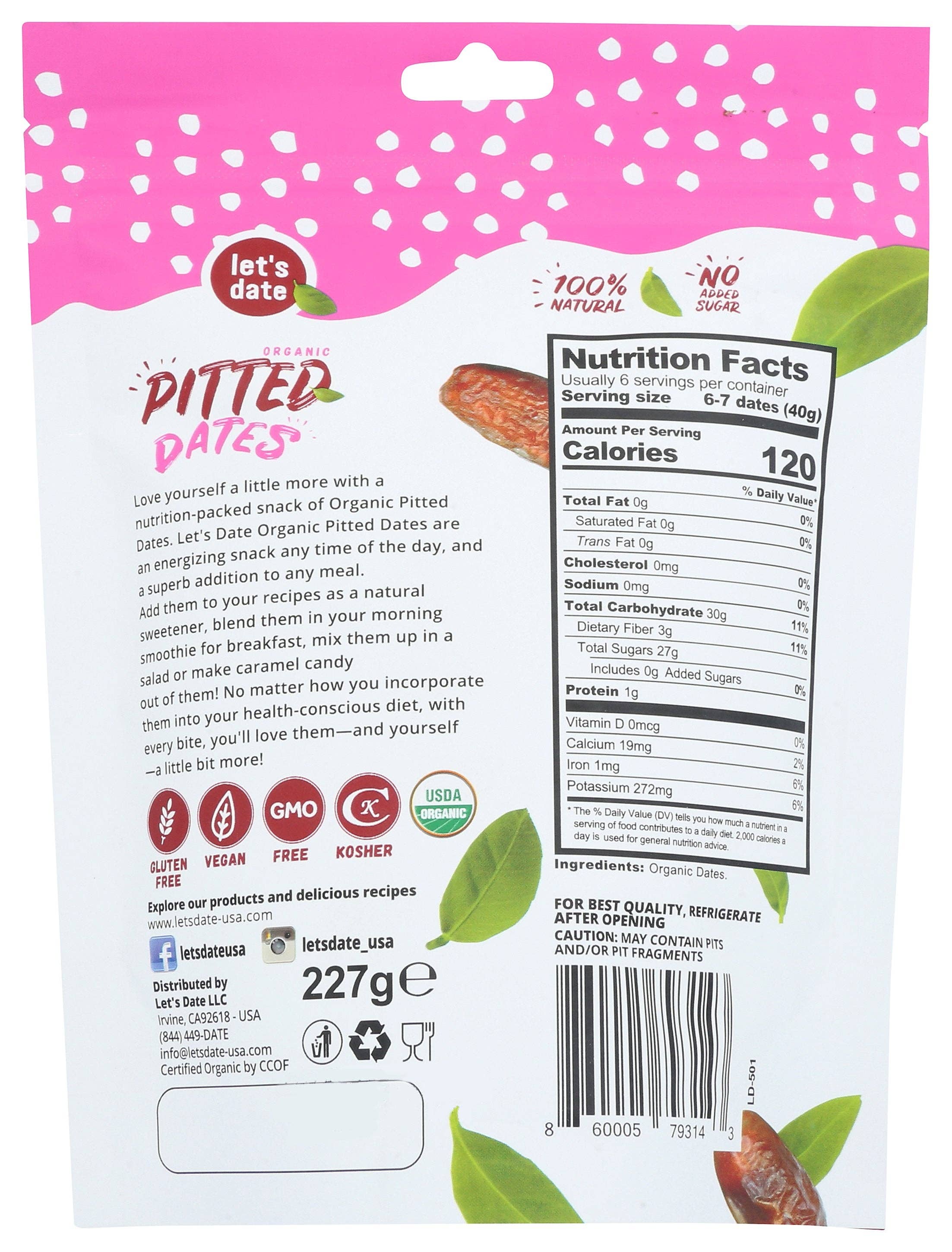 Everyday Supply Co - Wholesale Dried/Dehydrated Fruit - Lets Date Dates Pitted Organic - Case Of 61