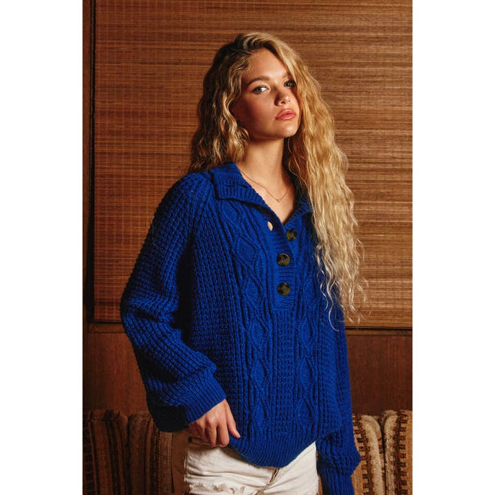 Dress Forum - Wholesale Knit Sweater - Women's - Cable Knit X Waffle Boxy Sweater