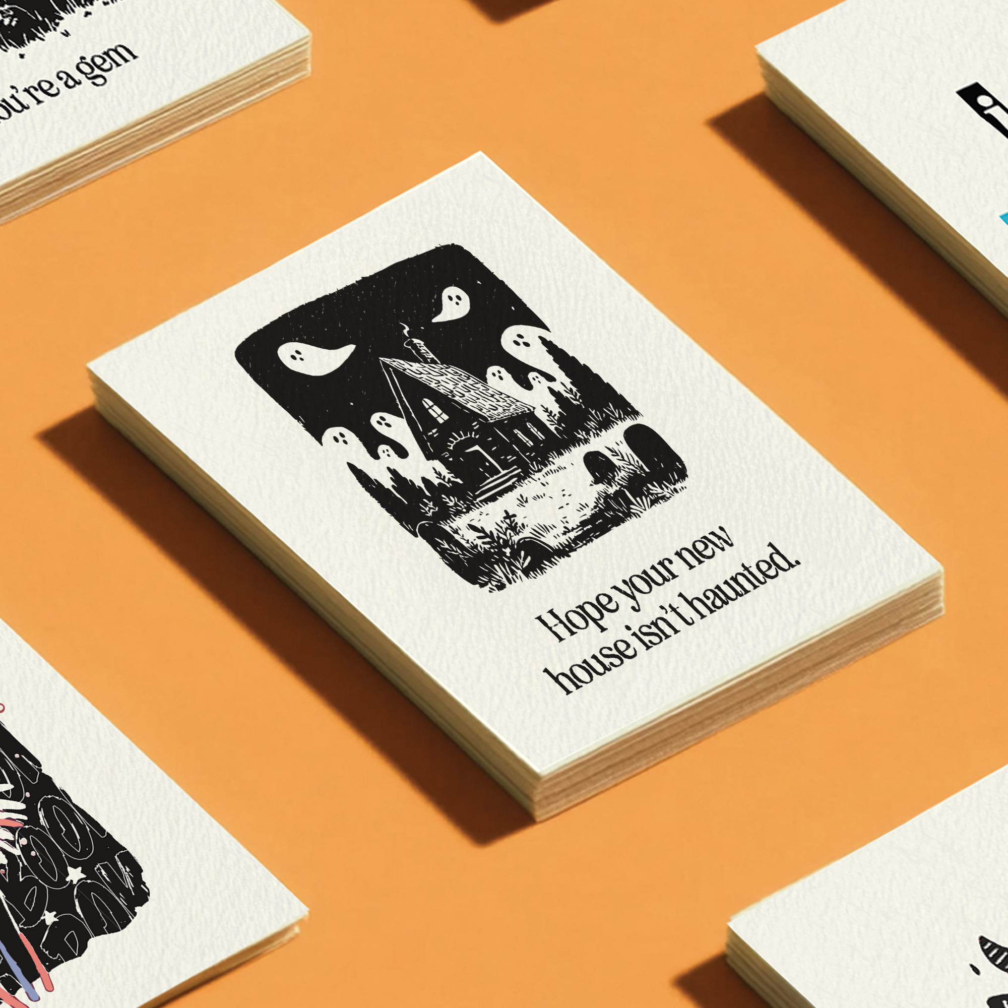 Petty Paper Studio - Wholesale Housewarming Card - New Home Haunted House - A2 Housewarming Greeting Card2