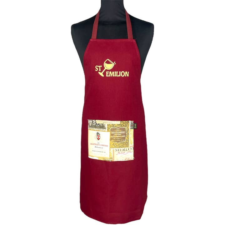 Apron, “St Emilion wine glass” burgundy for wholesale by Emmanuel Création
