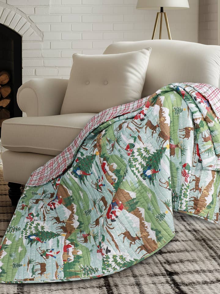 Merry Mountains Quilted Throw and other Purchase Wholesale christmas cheer. Free Returns & Net 60 Terms on Faire trending on Faire.