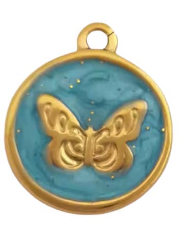 Butterfly Pendant Gold & Blue for wholesale by Coco Luna Collection