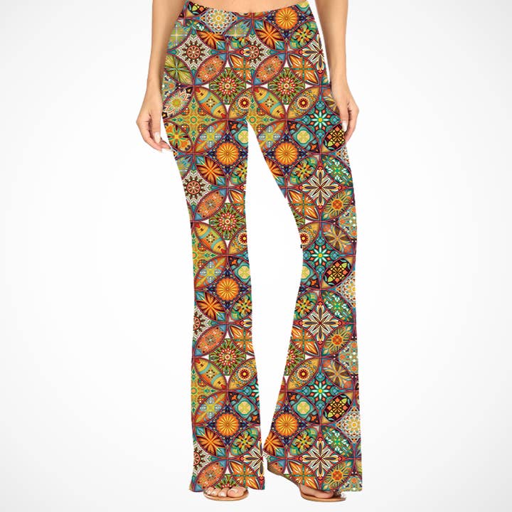 Autumn Mandala Deluxe Bell Bottoms for wholesale by Natopia