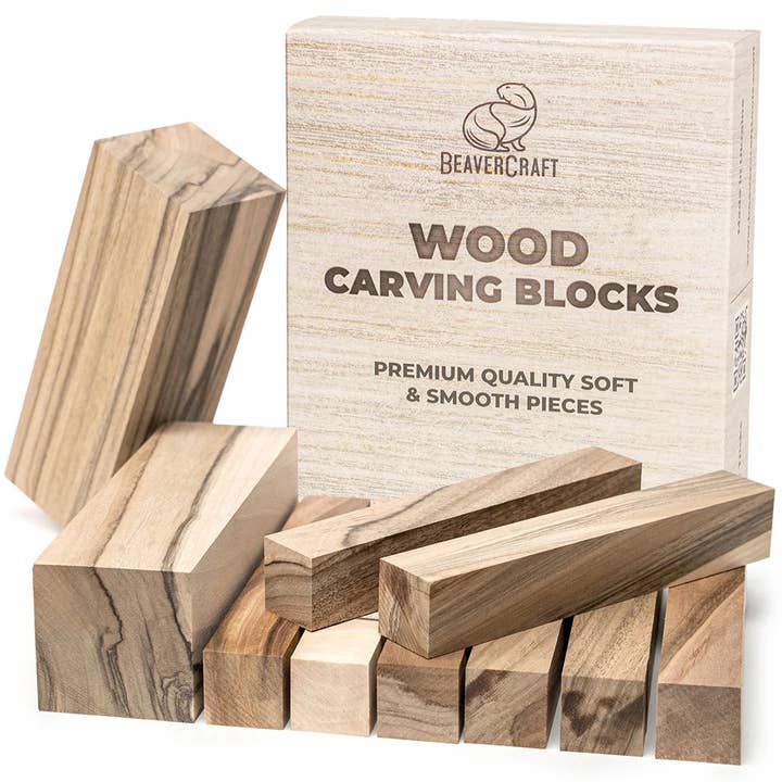 BeaverCraft - Wholesale Craft Supplies - BW10 Walnut - Set of European Walnut Carving Blocks 10 pcs