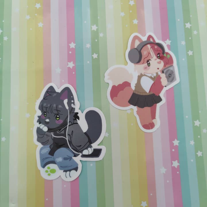 conjunto de pegatinas de vinilo de 3" mitsuaya kitties para venta al por mayor de Hannimations