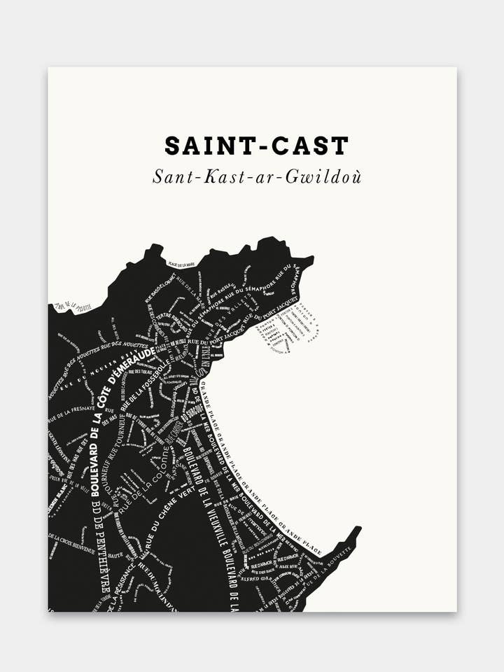 Affiche Le Bon Plan - Saint-Cast Noir & Crème pour la vente par Zébu