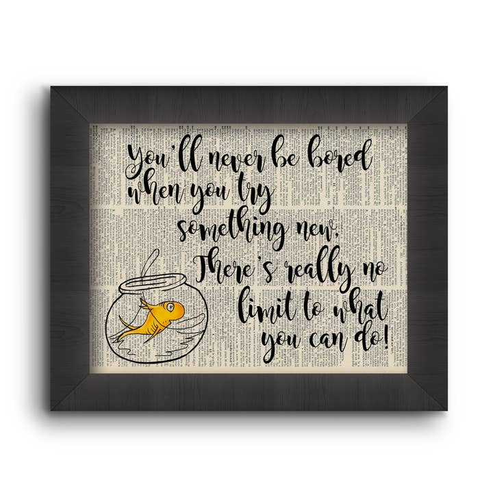 You'll Never Be Bored When You Try Something New... for wholesale by Cecelia Rose Book Page Art