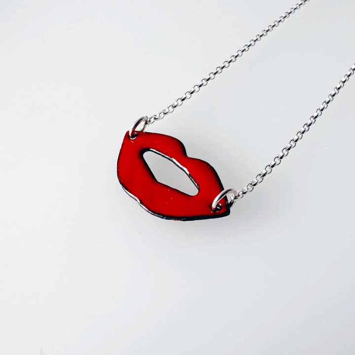 Luscious Lips Copper Enamel Pendant for wholesale by MaisyPlum