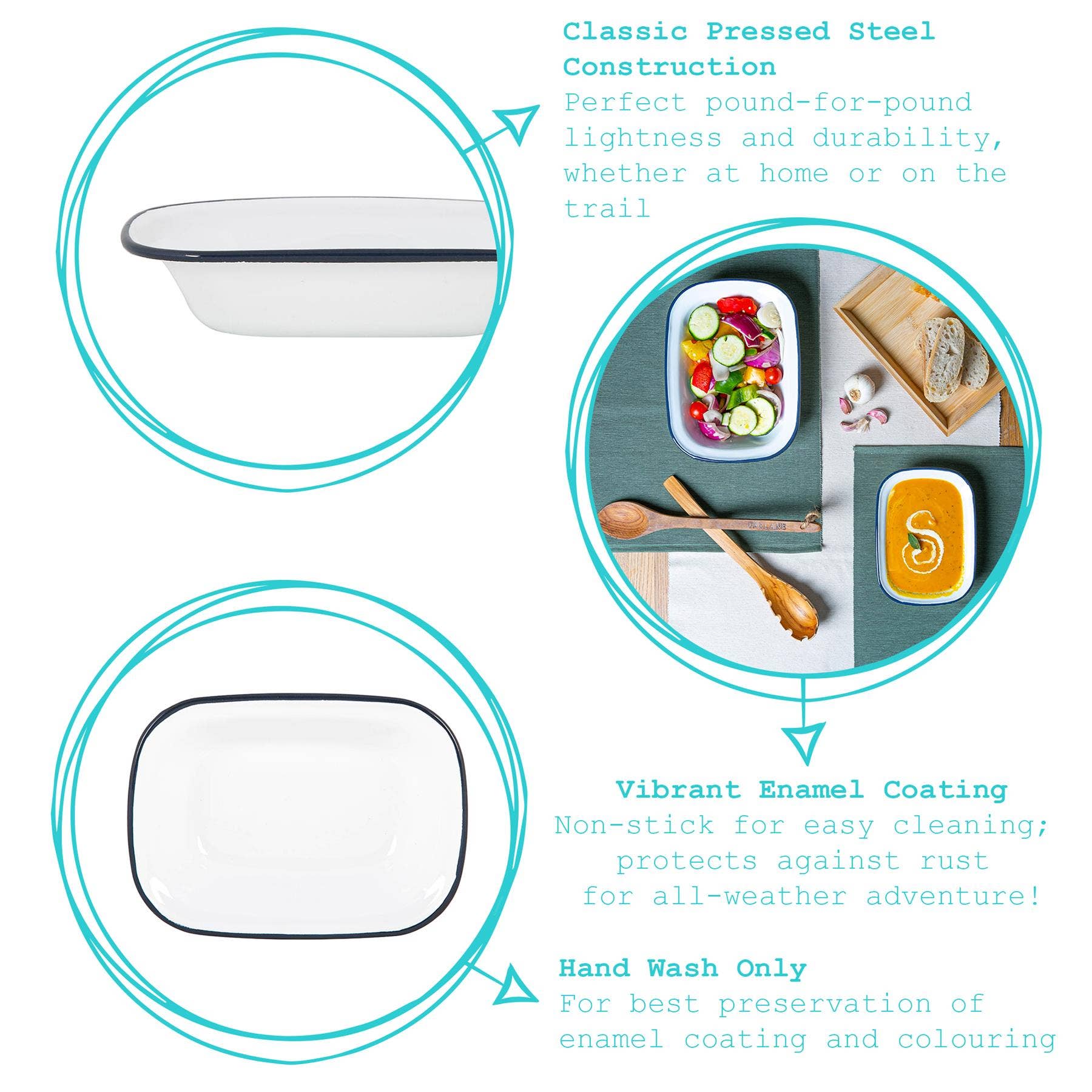 Rinkit Pty Ltd - Wholesale Dish - White Enamel Pie Dish - 20cm - Navy4