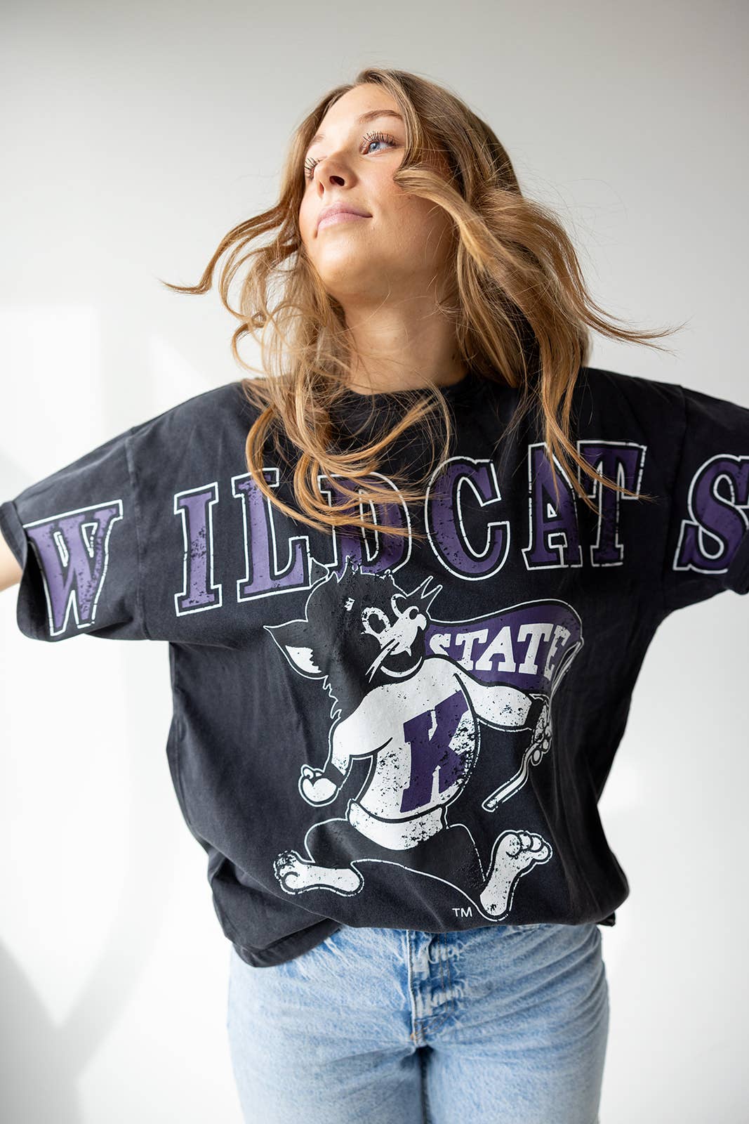 BLACK Kansas State Southern Split Oversized Band Tee for wholesale on Faire0