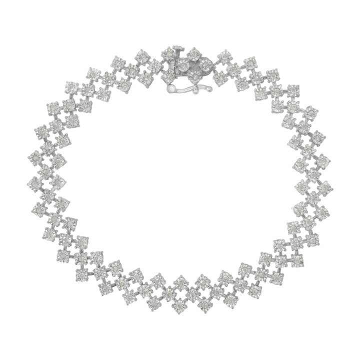 Sterling Silver 1,0 karat diamant ”Zig Zag” länk armband för wholesale av Infinite Jewels