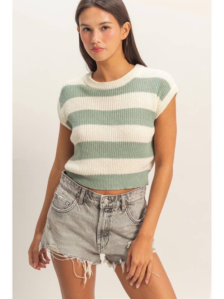 Striped Ribbed Knit Top for wholesale by HYFVE