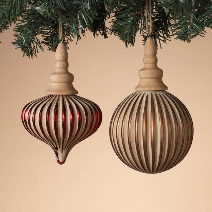 Promo 6.75"H Glass Ball Ornament, 2 Asst for wholesale by The Gerson Companies