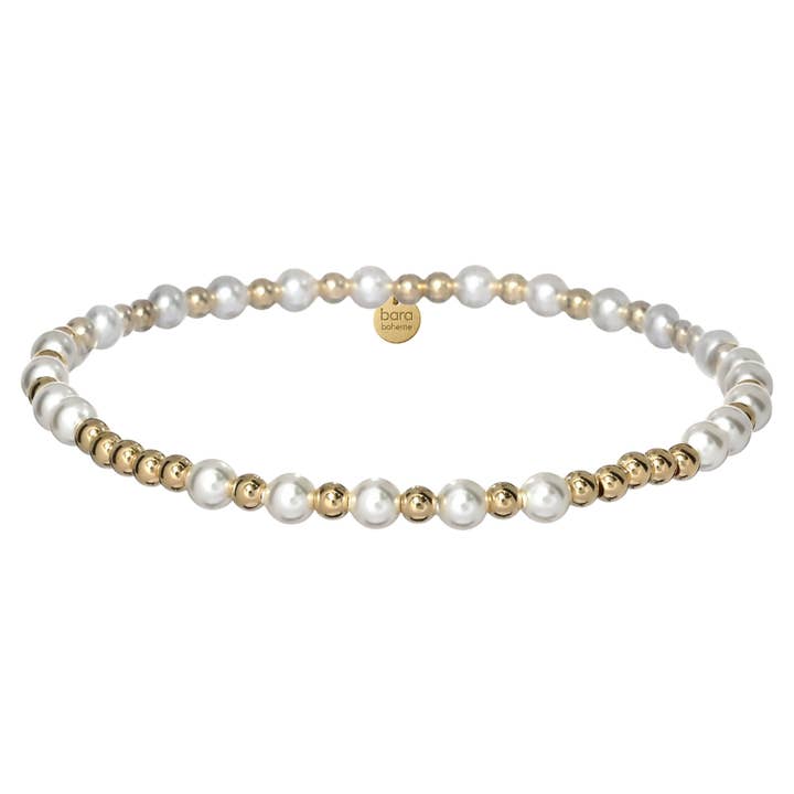 OFFSHORE PEARL | Bracciale con Perle Elastiche e Perline Placcate Oro per la vendita all'ingrosso da parte di bara boheme
