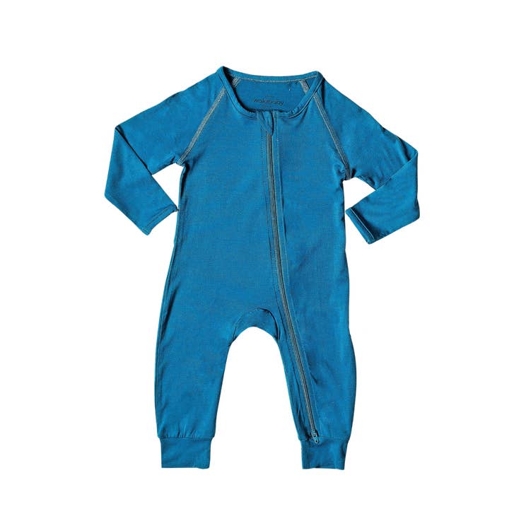 Barboteuse en bambou UPF 50+, bleu paon pour la vente par Walababy