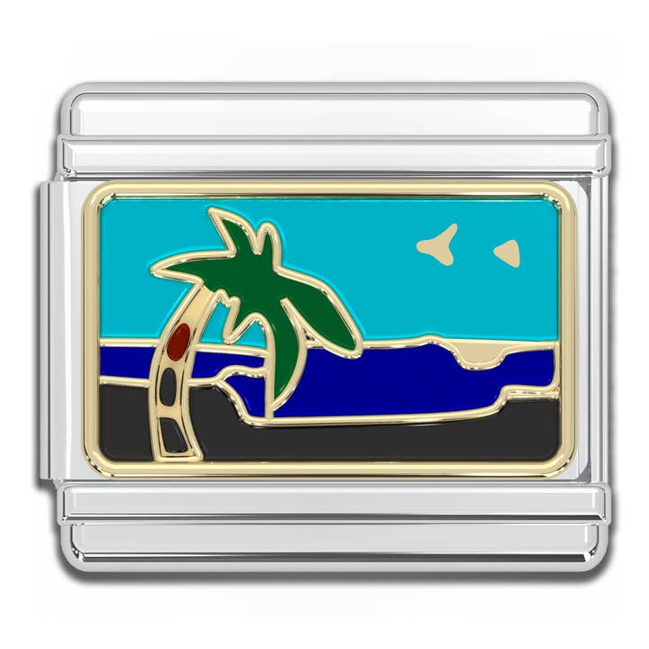 Italian Charm Bracelet Charms - 9mm Beach Palm Tree Links for wholesale by Natalia