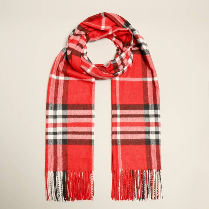 Fashion City - Wholesale Scarf - Women's - Wide Plaid Tartan Cashmere Feel Scarf Shawl