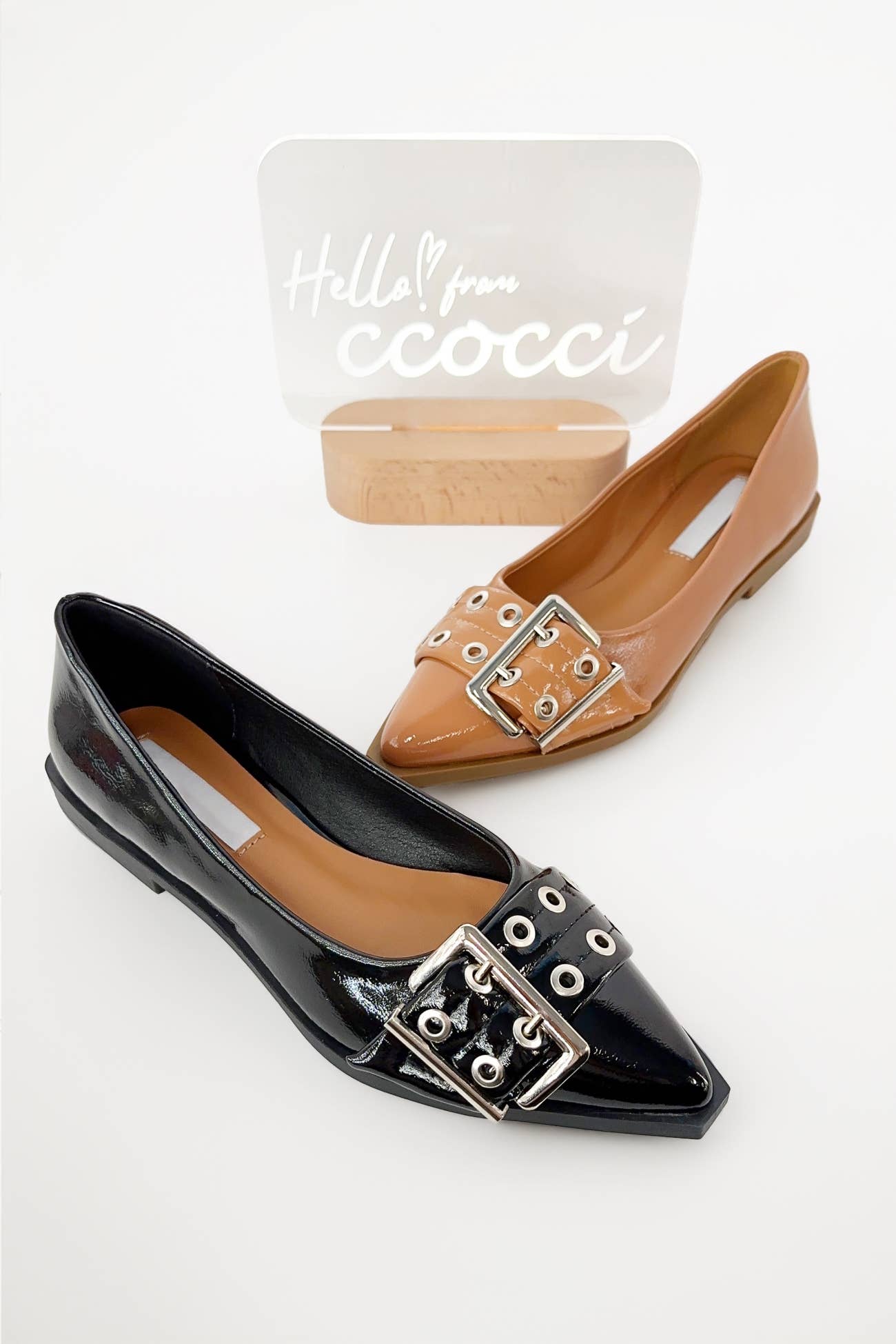 CCOCCI - Wholesale Flats - Women's - RIVETS-37 POINTED TOE EYELET BUCKLE DECOR FLATS0