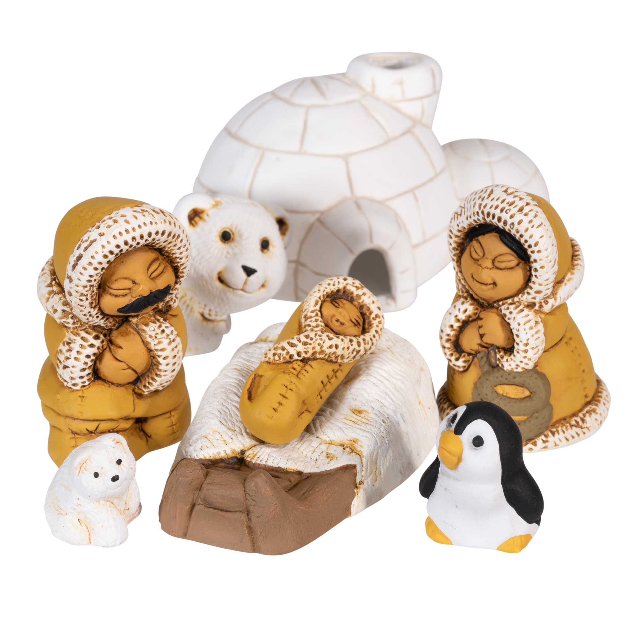 Lucuma Designs - Vente Crèche de Noël - Polar - Lot de 8 petites crèches, 2,25 pouces de hauteur - Noël au pôle Nord1