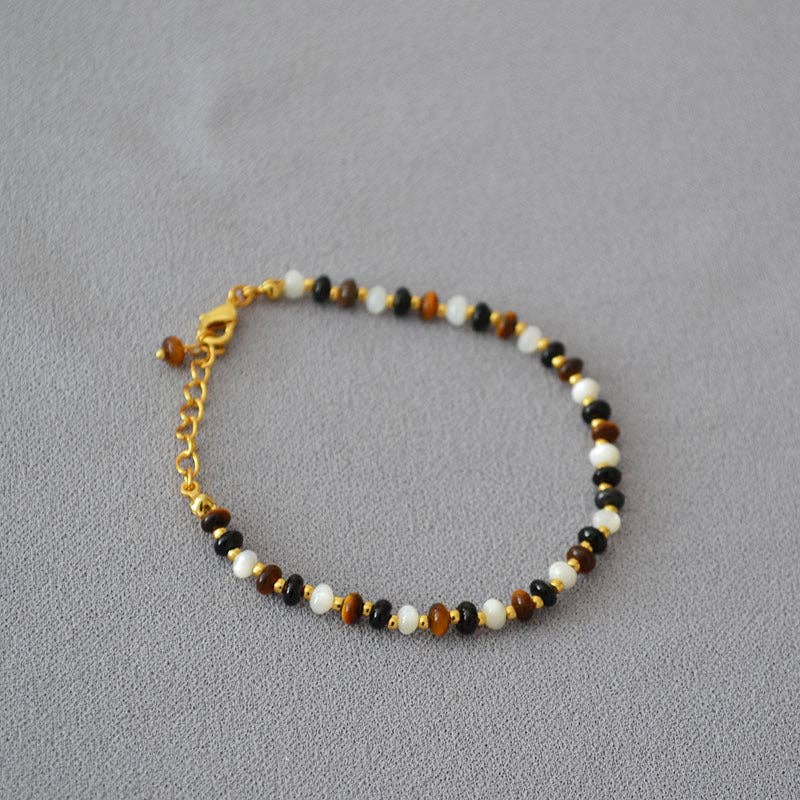 Revelari - Wholesale Beaded Bracelet - Beaded Bracelet with Brown, Black & White Stripes0