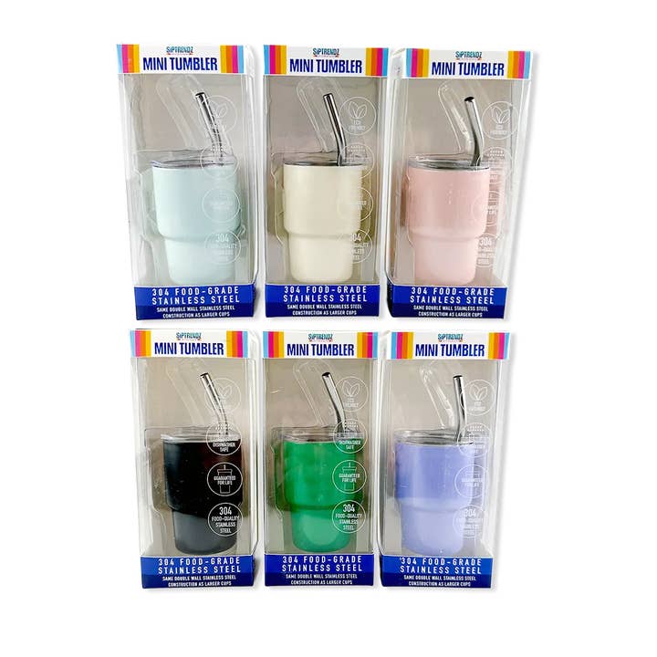 Novelty Brands - Wholesale Insulated Mug/Tumbler - Mini Shot 2oz Stainless Steel Tumblers Boxed - 12/Display2