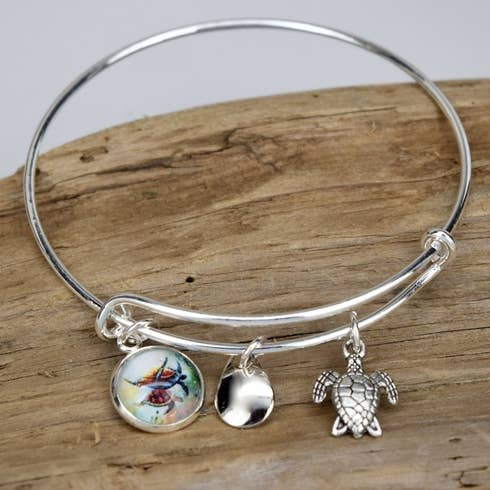 Sea Turtles Button Bangle With Sea Turtle Silver for wholesale by Eye Catching Jewelry