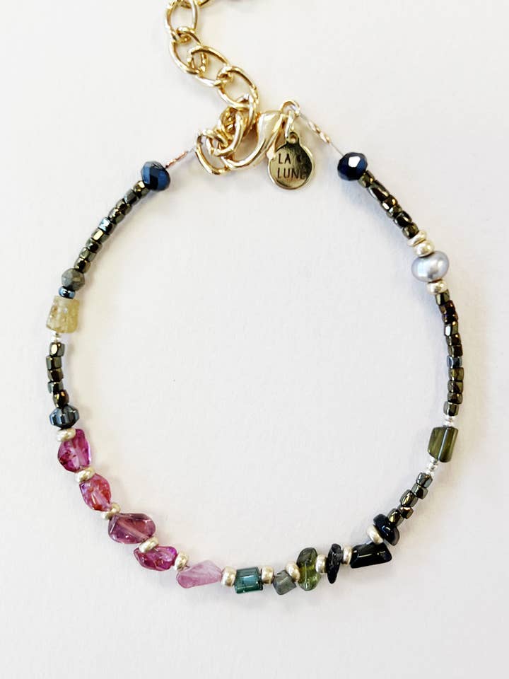 STRÅLE VANDMELON TURMALIN UPCYCLED LUKSUS ARMBÅND for engroshandel hos LA LUNE Sustainable Jewels