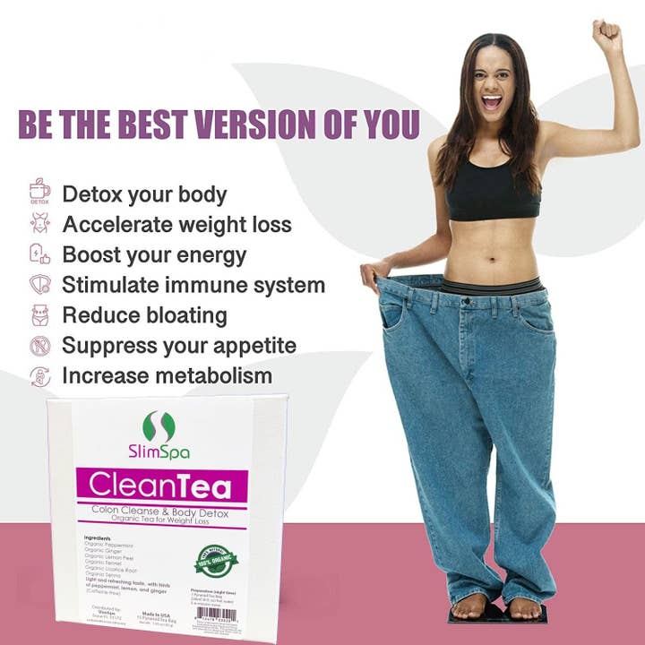 SlimSpa The Body Care Specialists - Wholesale Health/Detox Tea - CleanTea Colon Cleanse & Body Detox Organic Tea for Weight Loss (30 Tea Bags)5