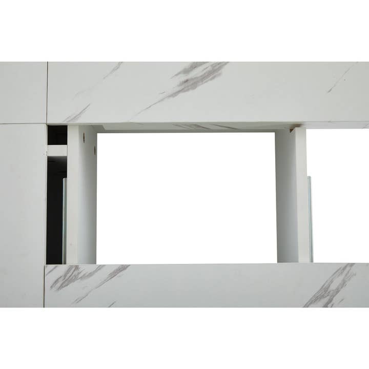 Urban Meuble - Wholesale Side Table - Modern white square coffee table with marble effect, 4 drawers, sliding top 90x90x25cm KHEKRIED36