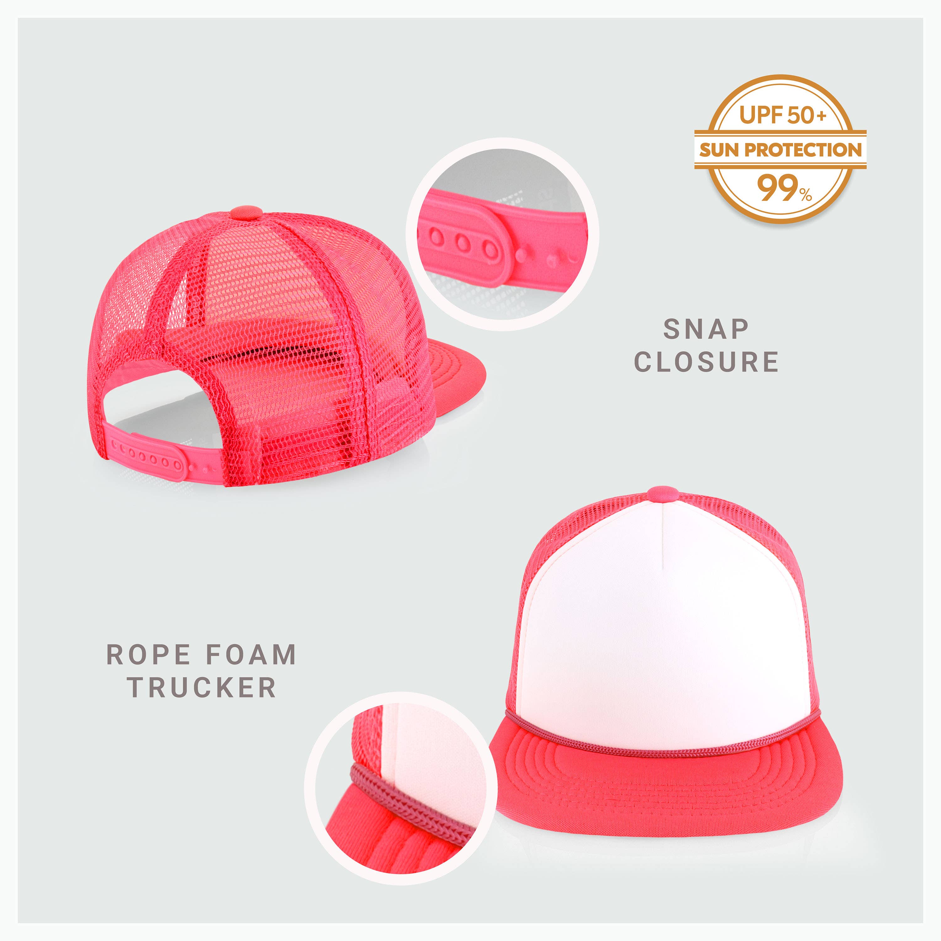 ChoKoLids - Wholesale Trucker Hat - Men's - CHOK.LIDS Plain Two-tone Foam Trucker Flat Bill Cap with Rop13