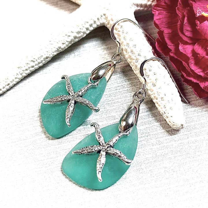 Zeeglas Starfish Oorbellen assortiment voor wholesale door Devi Creations