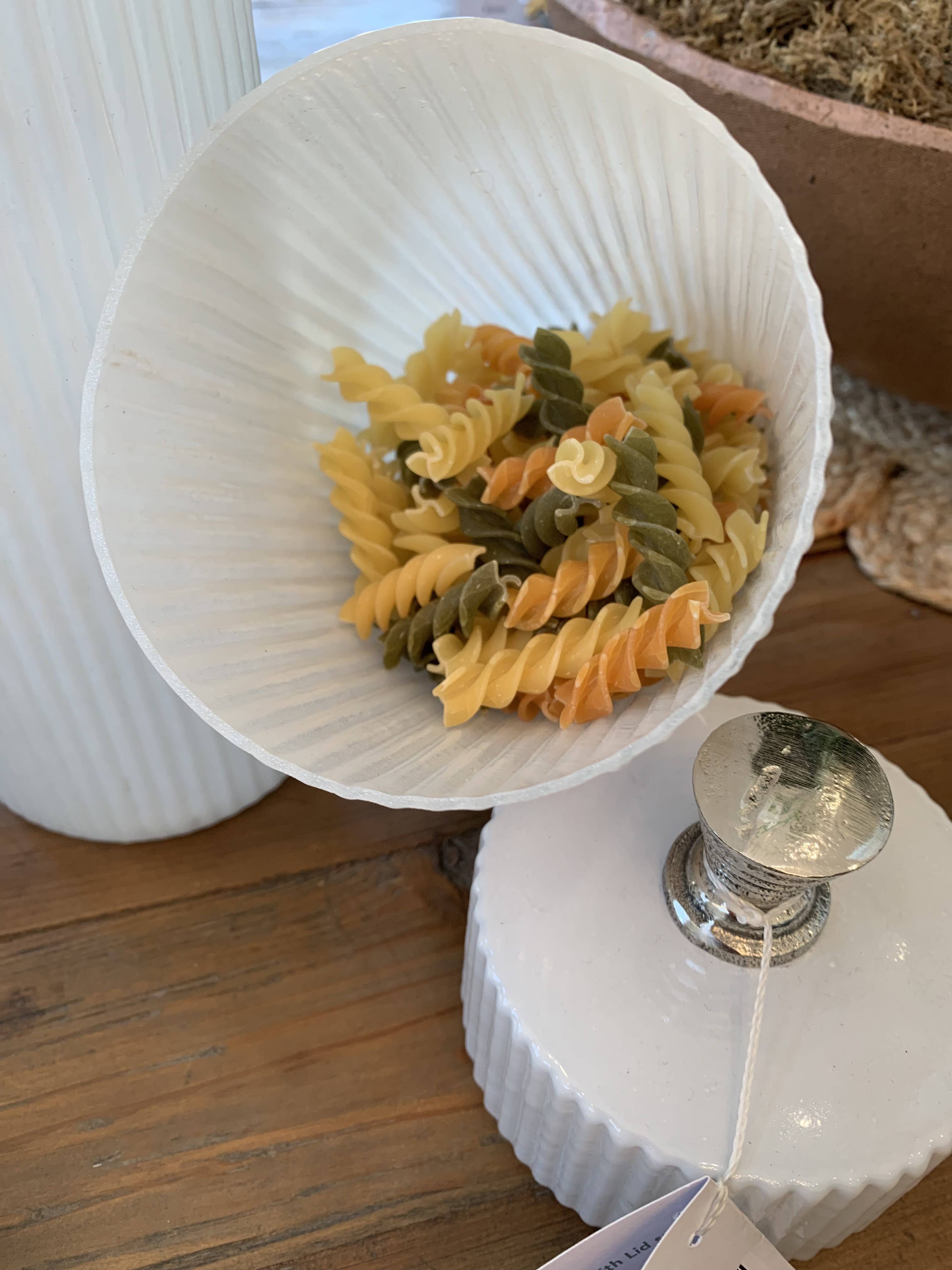 Indriya Home - Wholesale Jar - Fluted Glass Jar with Brass lid-holiday table decor-2 sizes2