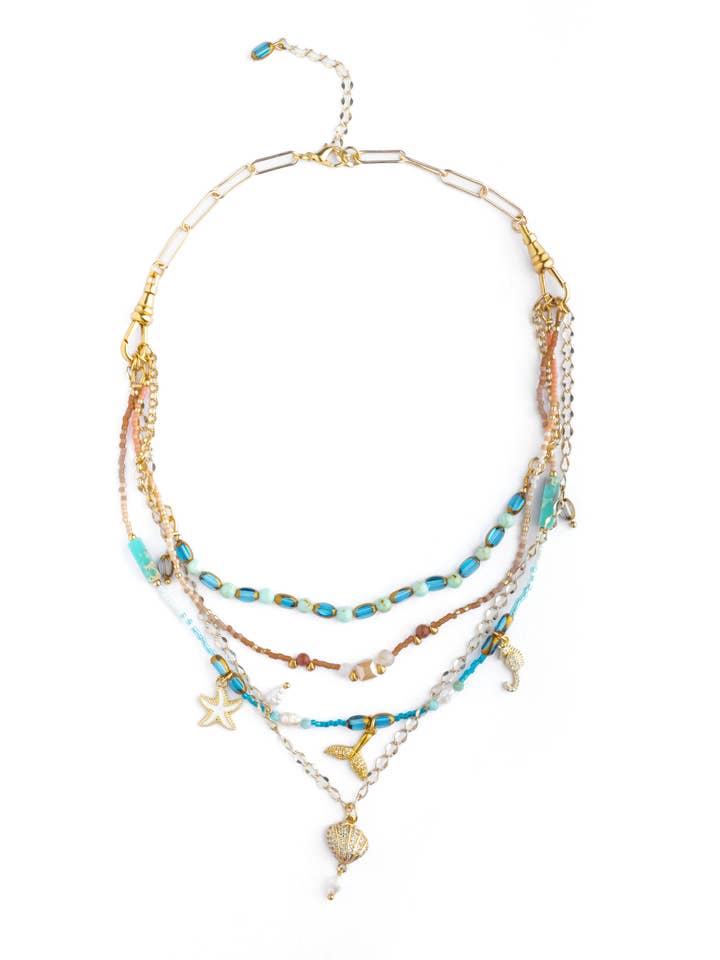 Juego de Collares Intercambiables con Cuentas en Capas/4 (Océano) para venta al por mayor de Mayana Designs Co