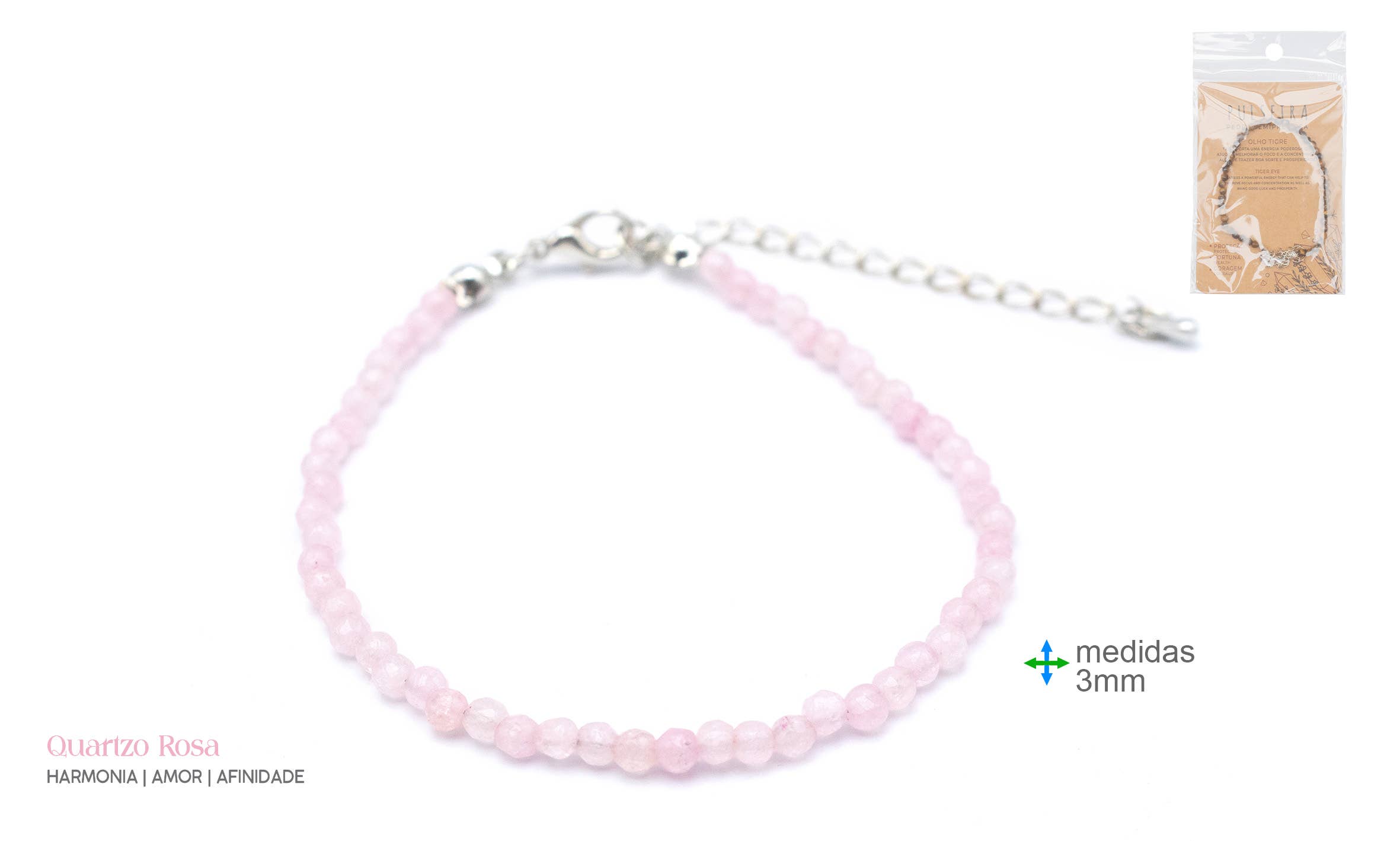 Esoterica Arte - Wholesale Beaded Bracelet - P. Semi Precious Rose Quartz Bracelet 3mm (6 Units)