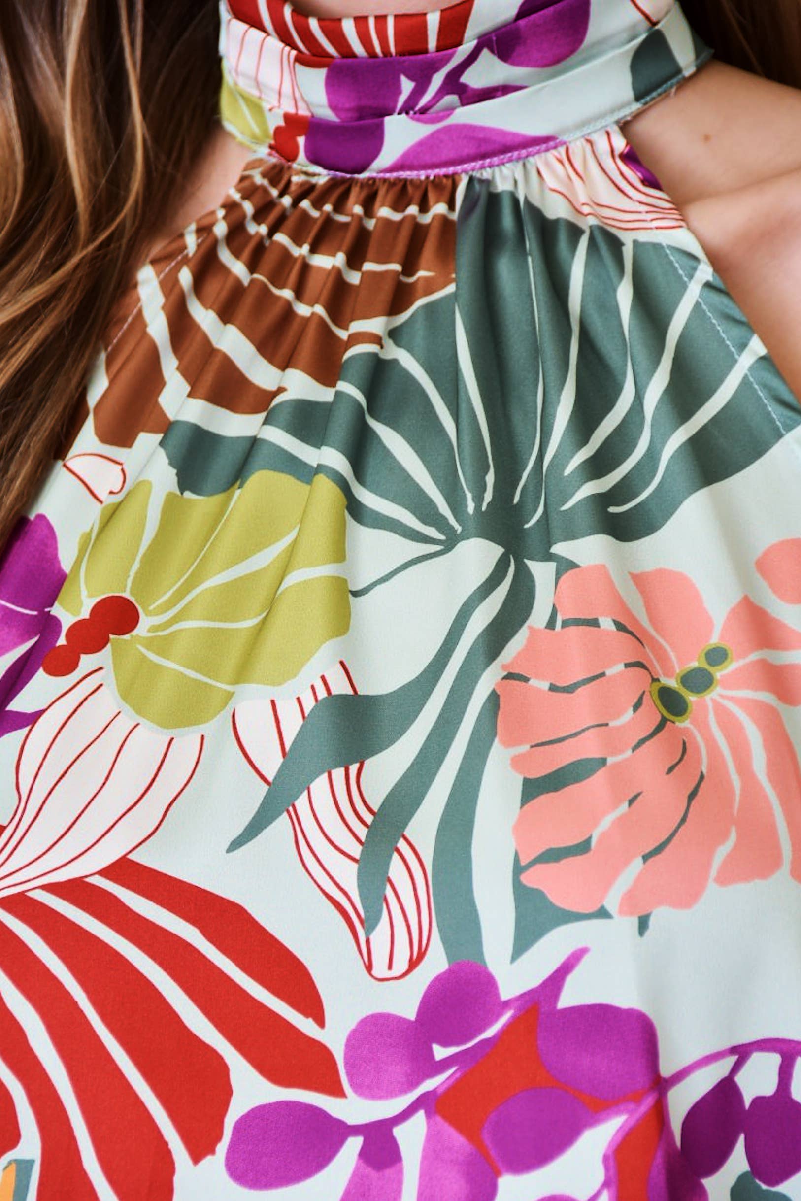 Multicolore Top Halter à imprimé floral - TI5038FO en vente sur Faire9