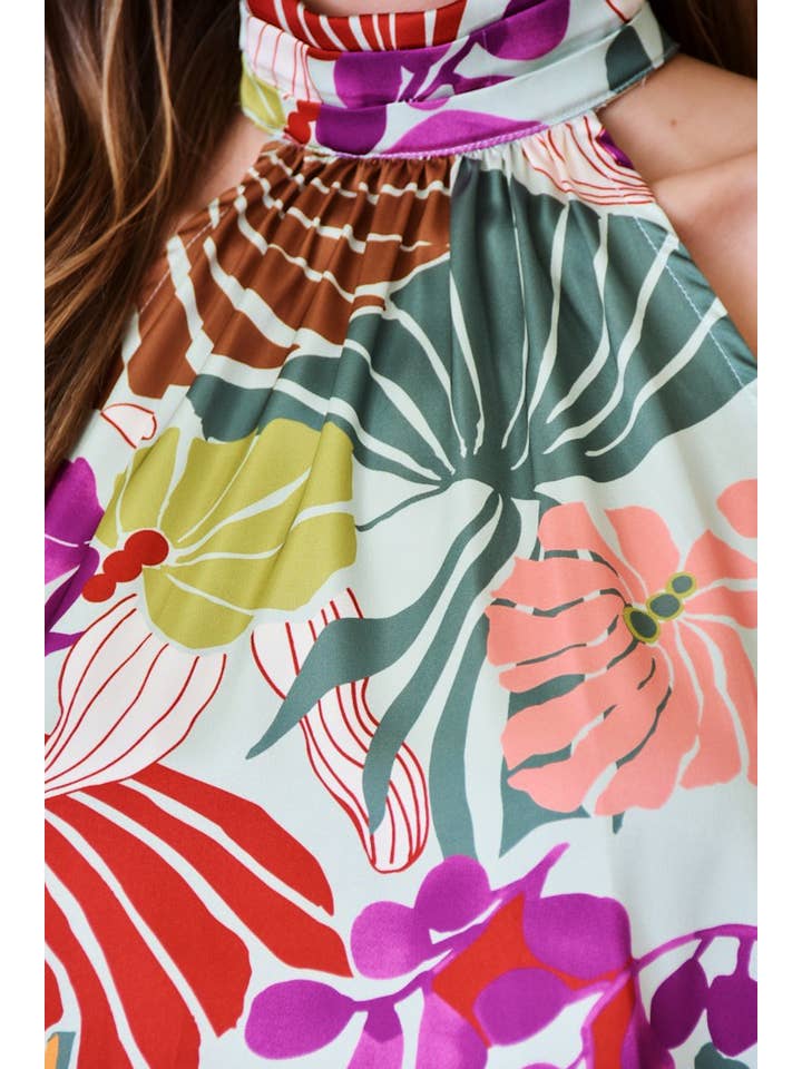 Multi Colored Halter Floral Print Top - TI5038FO for wholesale on Faire9