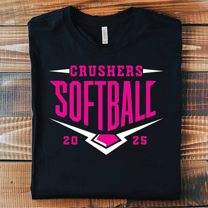 Jennifer- Crushers Softball Home Plate Spirit Tee for wholesale by Southern Attitude Designs Inc
