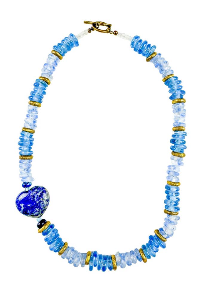 Classic Heart Necklace | Sea Blue for wholesale by Twine & Twig