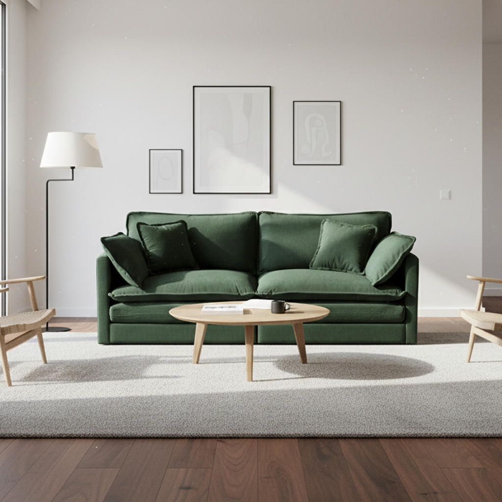 HOMYCASA DESIGN INC - Wholesale Sofa - Modern Fabric Loveseat Sofa with 4 Pillows, Green Chenille3