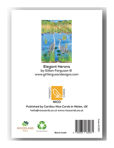 Cardiau Nico Cards - Wholesale Everyday Greeting Card - NC083 Elegant Herons - Gillian Ferguson1