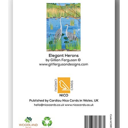 Cardiau Nico Cards - Wholesale Everyday Greeting Card - NC083 Elegant Herons - Gillian Ferguson1
