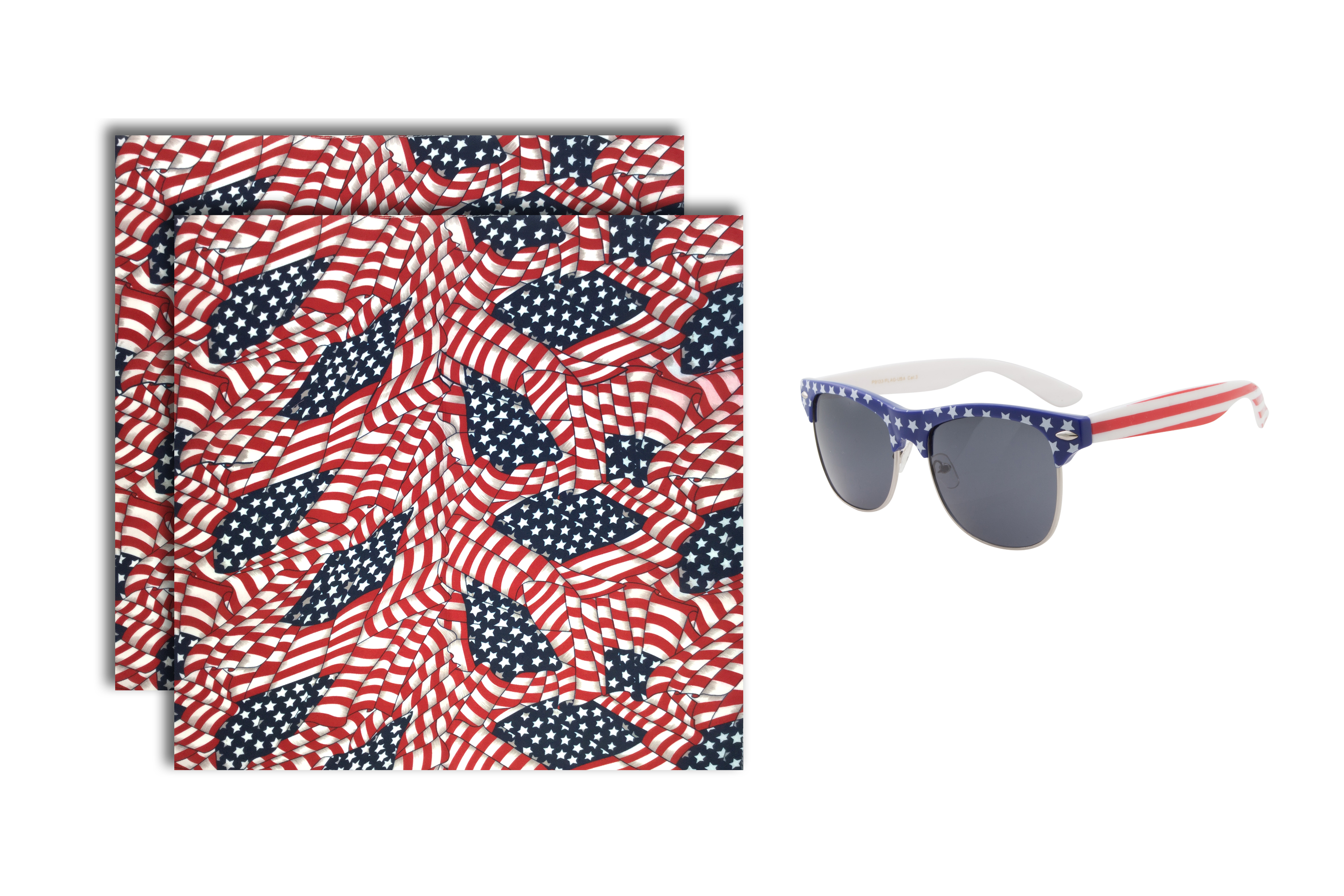 grinderPUNCH – wholesale Sunglasses – Unisex – grinderPUNCH Apollo's Creed All American Flag Browline Sunglasses and Bandana Pack2