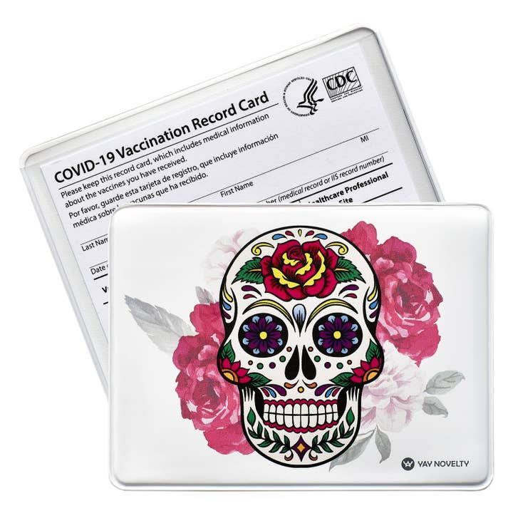 Porte-cartes de vaccination et protecteur - Calavera pour la vente par YAY NOVELTY