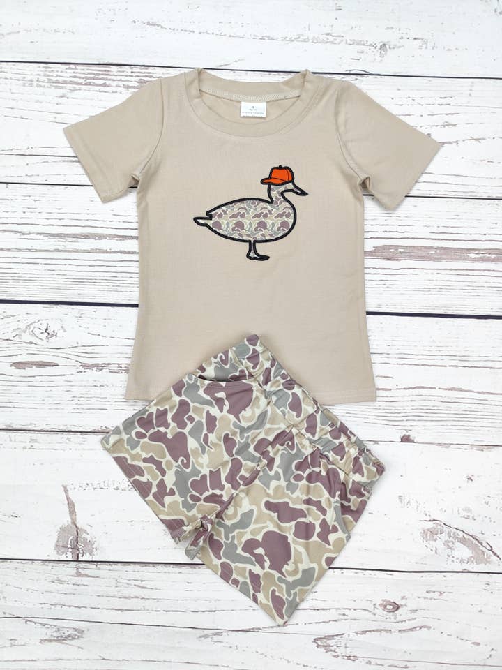 sassy kids palace - Wholesale Top & Short Set - Kids - Boys Camouflage Duck Appliqué Top Shorts Set