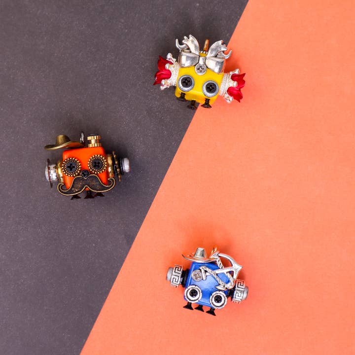 Kitsville - Wholesale Keychain - Unisex - Handcrafted Wooden Bot Necklace, Keychain, or Mini Decor14