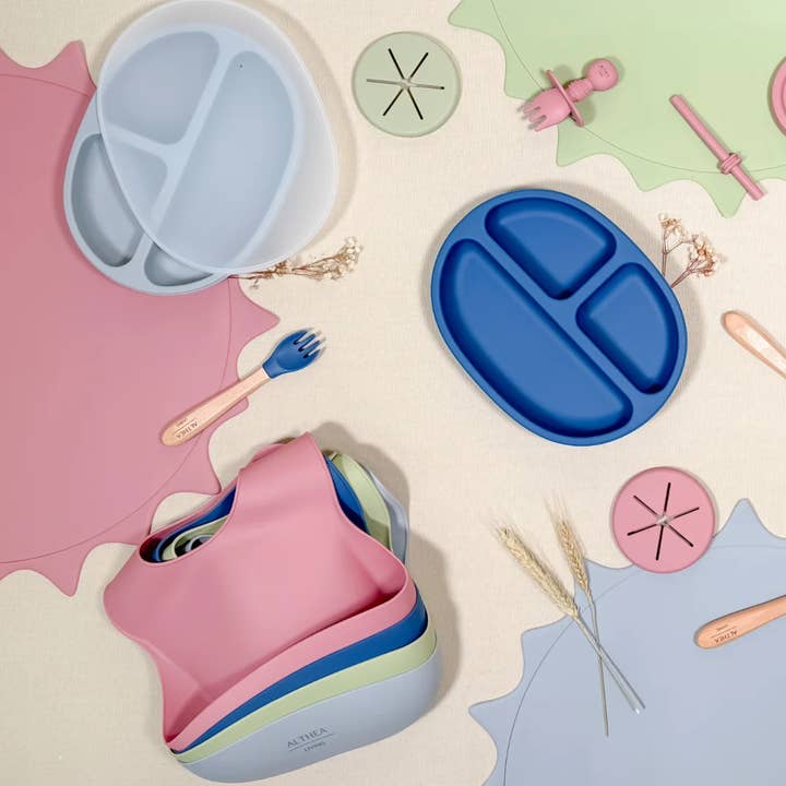 Althea Living - Venta al por mayor Conjunto de cubiertos - Niños y bebés - Vajilla de silicona orgánica - 15 piezas