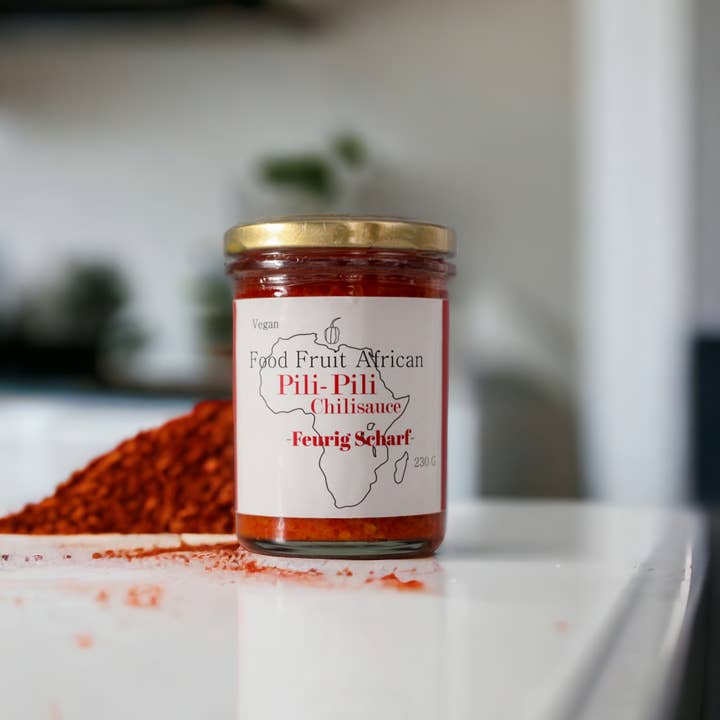 Food Fruit African - Vente Sauces piquantes - Sauce piquante ardente Pili-Pili. Épicé et aromatique. 230 g