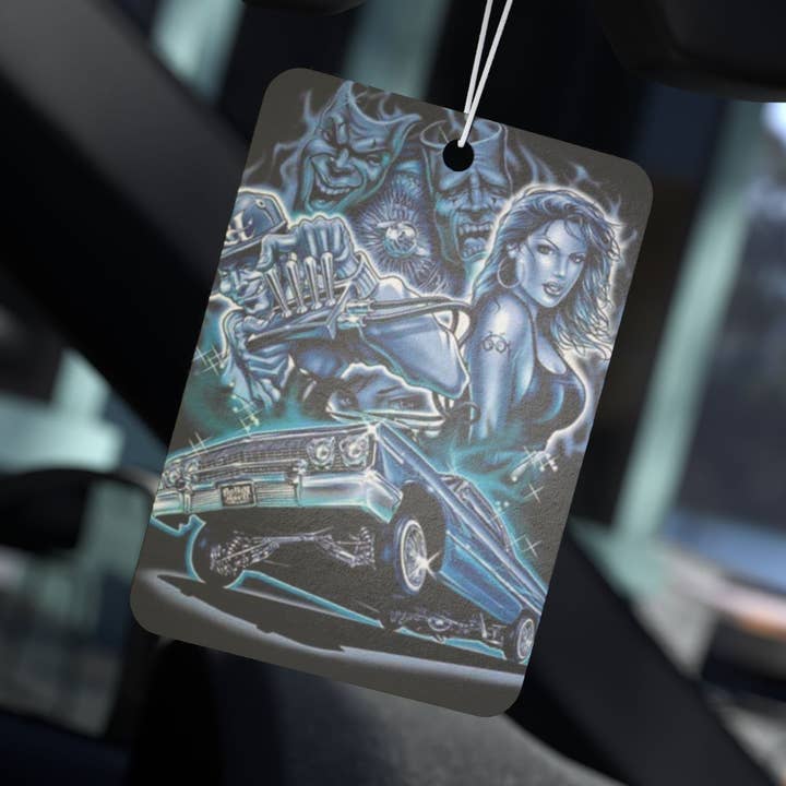 Profumatore per auto Low Rider Chicano Art - fragranza ghiaccio nero per la vendita all'ingrosso da parte di CultPOP