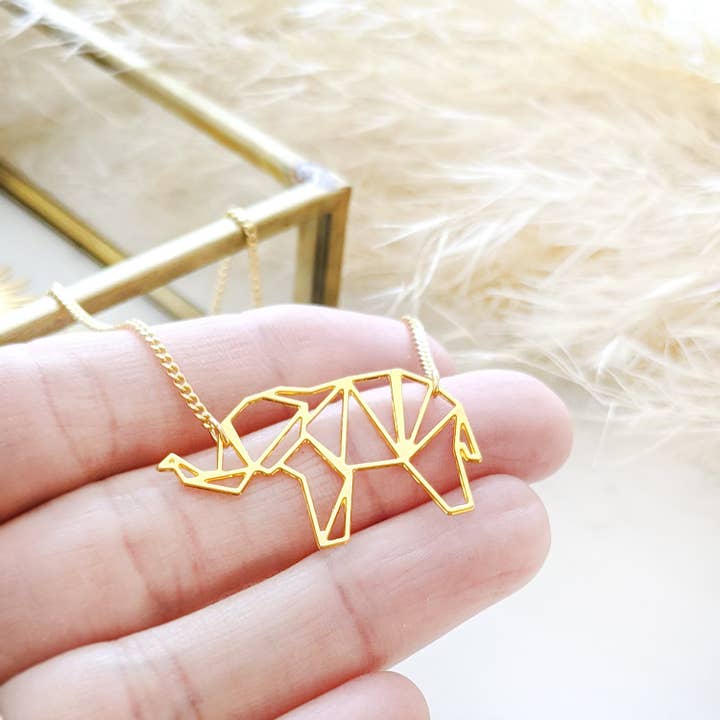 Shany Design Studio – wholesale Pendant/charm necklace – Elephant Necklace Origami Geometric Gold / Silver