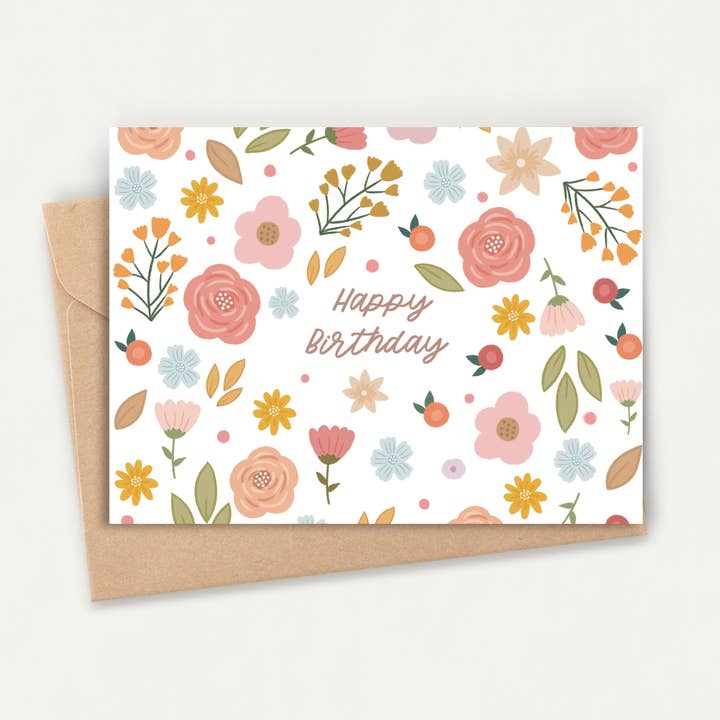 Floral Happy Birthday Card for wholesale by Something Nice for Her